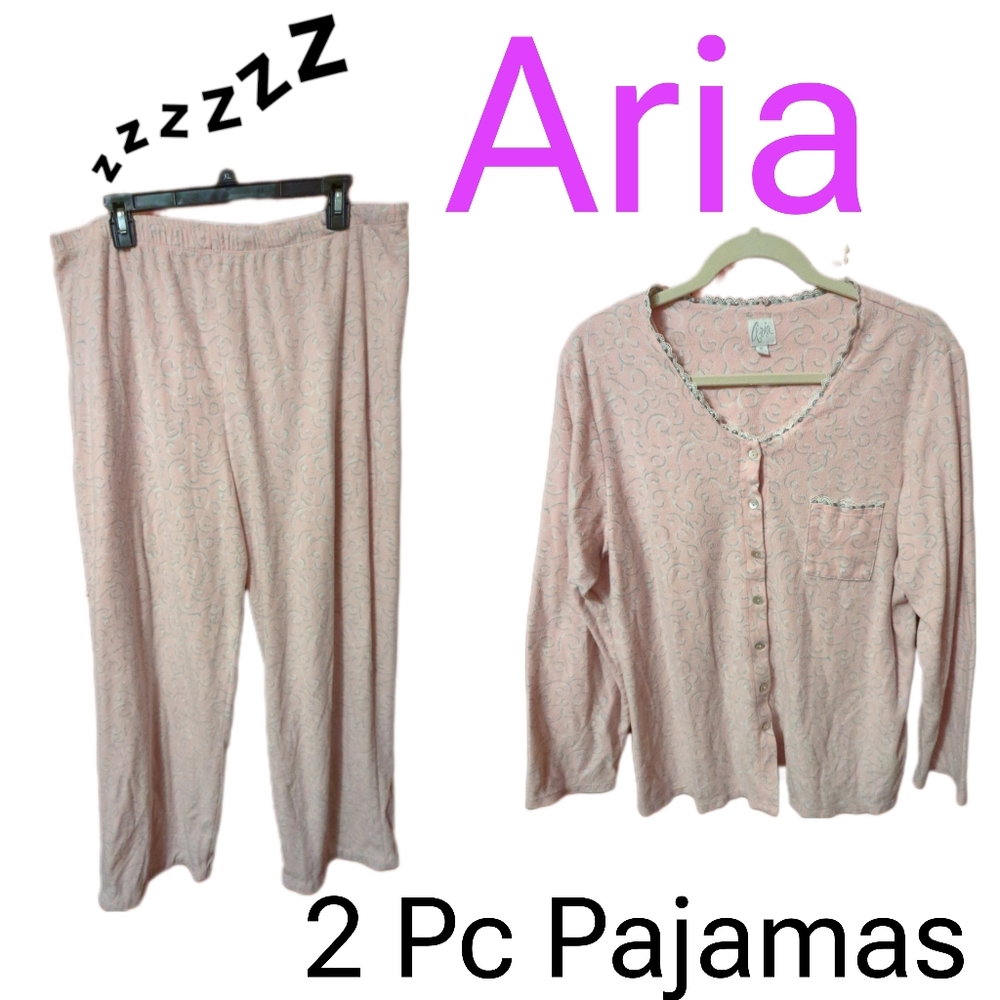 ARIA 2 PC PINK GRAY DESIGN PAJAMAS SZ XL